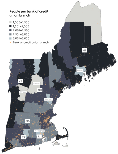 People per Financial Institution Branch, by County