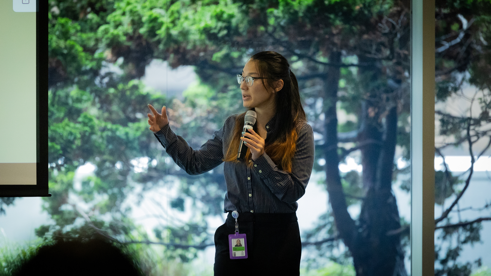 A photo of Maia Rose speaking at the Reciprocal Mentoring event.